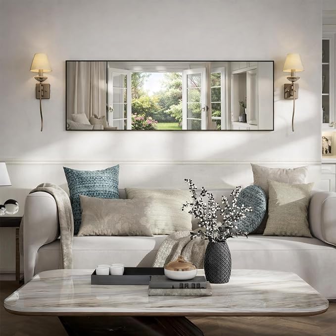 Simple Deluxe 47x14 Full Length Mirror Over The Door, Wall Mounted Full Body - Image 7