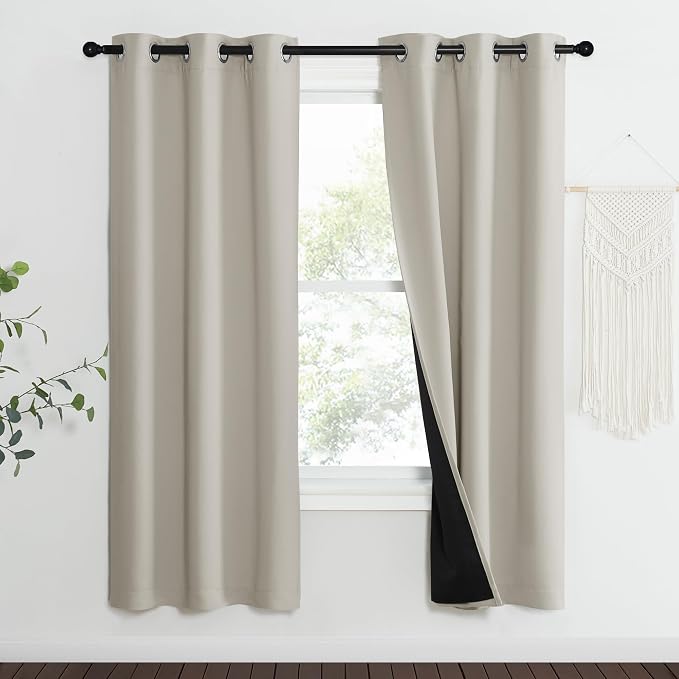 NICETOWN Natural Blackout Curtains 70 inches Long, 2 Pieces, Full Light - Image 2
