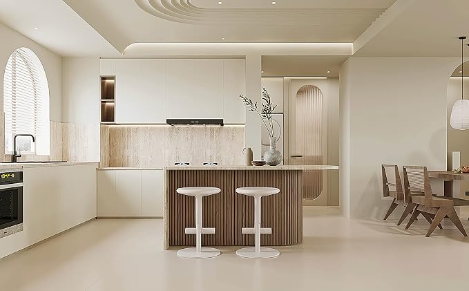Dimoon 118''x15.7'' Cream Skin Peel and Stick Wallpaper Contact Paper Modern - Image 5