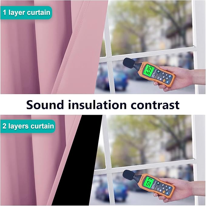 NICETOWN Crystal Pink Full Shade Curtain Panels, Pair of Energy Smart & Noise - Image 4