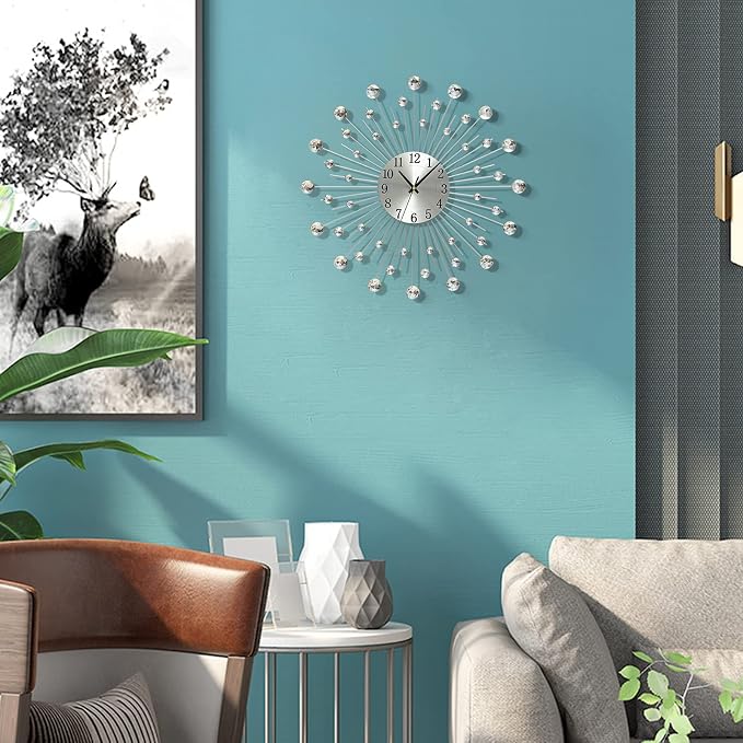 Large Metal Decorative Wall Clocks Silent Non-Ticking, Bling Shining Modern Art - Image 4