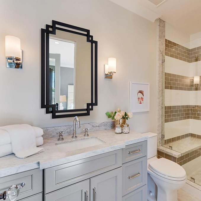 28" x 40" Black Wall Mirror for Decor, Large Bathroom Mirror - Image 7