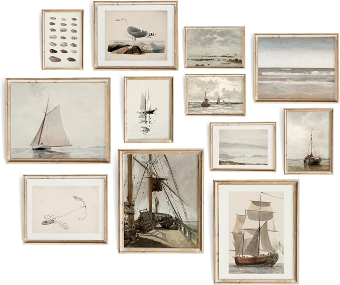 Vodefoad Vintage Seascape Gallery Wall Print Set of 12, Vintage Nautical by VodefoadVintageWallArt