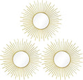 3 Pack Metal Mirrors for Wall Sunburst Wall Mirrors Home Décor Decorative by Uaussi