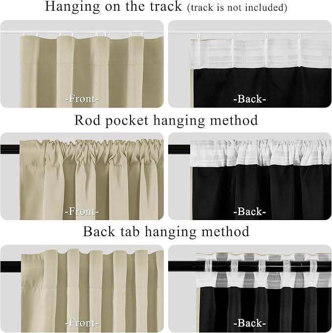 RYB HOME 100% Blackout Curtain for Sliding Glass Doors/Bedroom/Living Room - Image 4