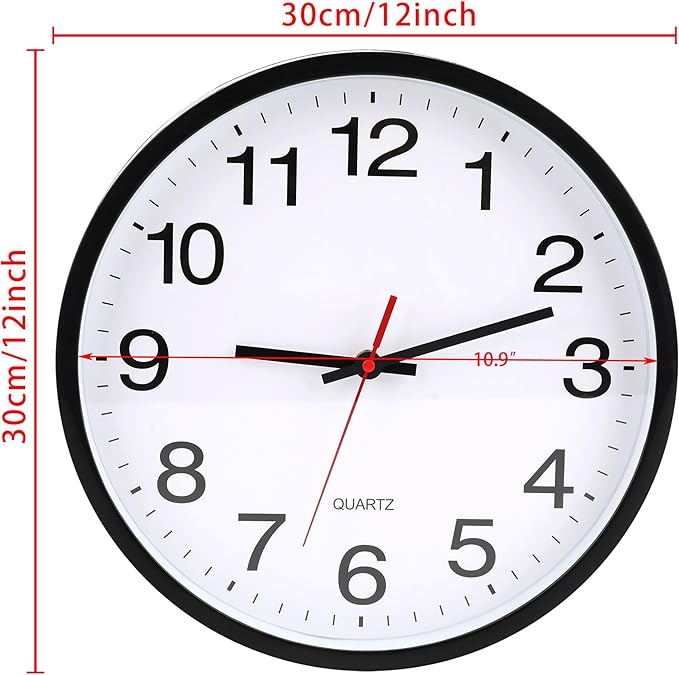 OceeK 12 Inch Wall Clock, Modern Wall Clocks Battery Operated, Silent - Image 2