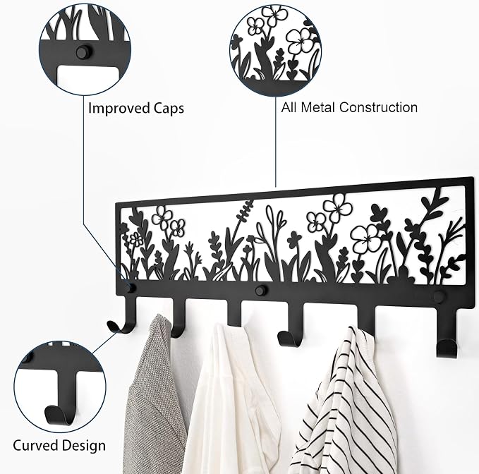 Floral Wall Mounted Coat Rack - Image 3