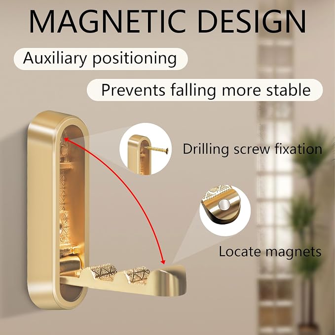4PCS Foldable Gold Wall Hooks, Heavy Duty Zinc Alloy Folding Wall Hooks - Image 4