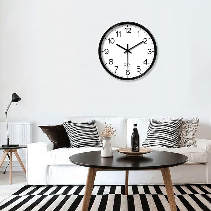 XFM Large Wall Clock Black Silent Wall Clocks Battery Operated 16 Inch Modern - Image 2