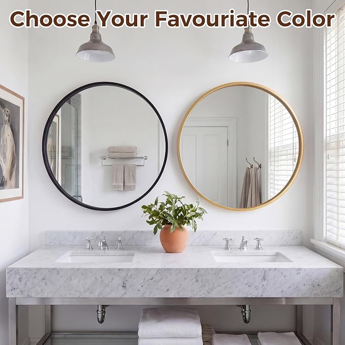NEWBULIG 30 Inch Round Wall Mirror, Bathroom Mirror - Image 8