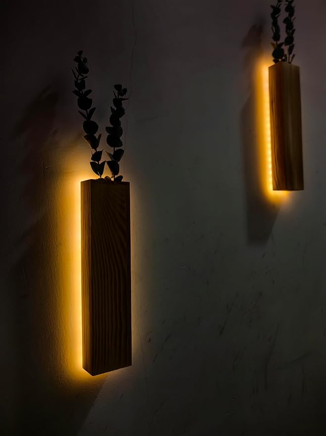Artificial Eucalyptus with LED Lights Wall Planters Rustic Wall Decor with - Image 5