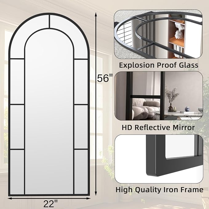 Arched Full Length Mirror, Oversized Floor Length Standing Mirrors, Large Body - Image 4