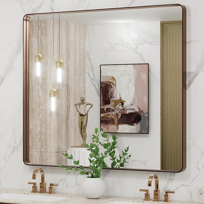 LOAAO 40”X36” Bronze Bathroom Mirrors by LOAAO