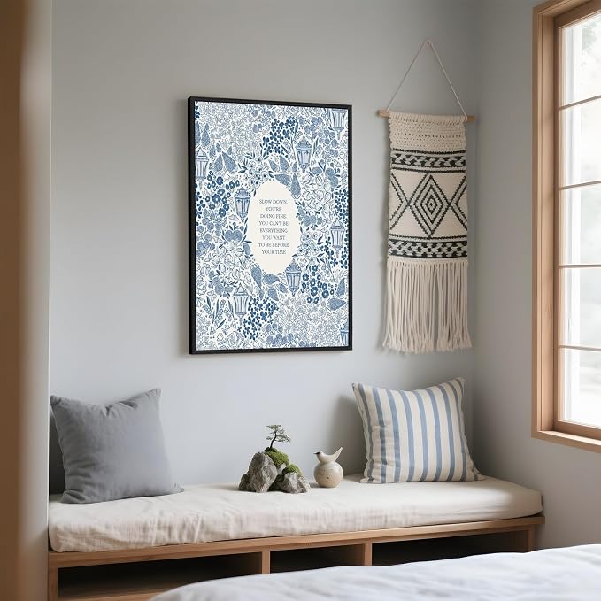 Framed Slow Down Youre Doing Fine Music Posters Motivational Quote Wall Art - Image 7
