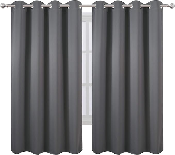 LEMOMO Grey Bedroom Blackout Curtains/52 x 63 Inch Long/Set of 2 Curtain - Image 2