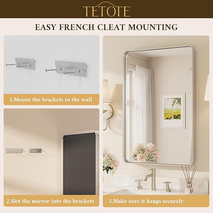 TETOTE 55 x 36 inch Brushed Nickel Mirror - Image 7