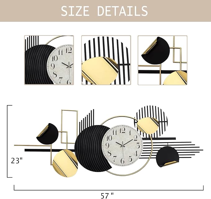 ERMOFAV Metal Wall Art, Abstract Modern Creative Geometric Round Art Decor 56" - Image 4