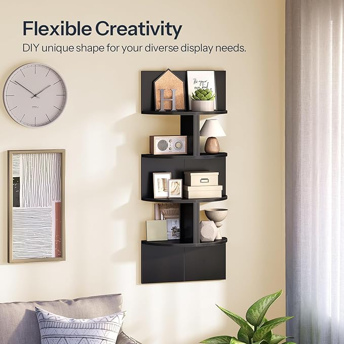 HOOBRO Corner Shelf Wall-Mounted, 4-Tier Corner Bookshelves - Image 5