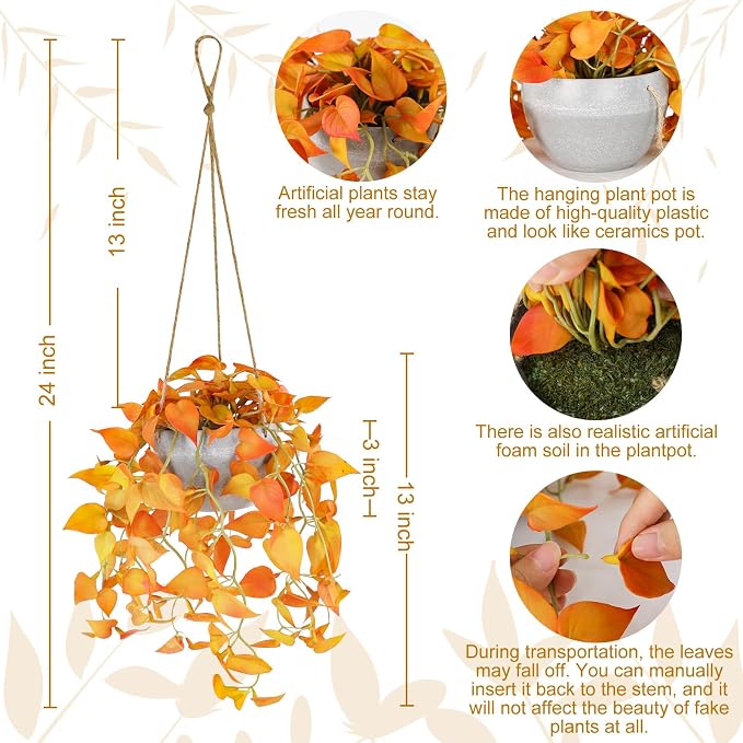 TNNTOPELE Autumn Fake Hanging Plants - Image 2