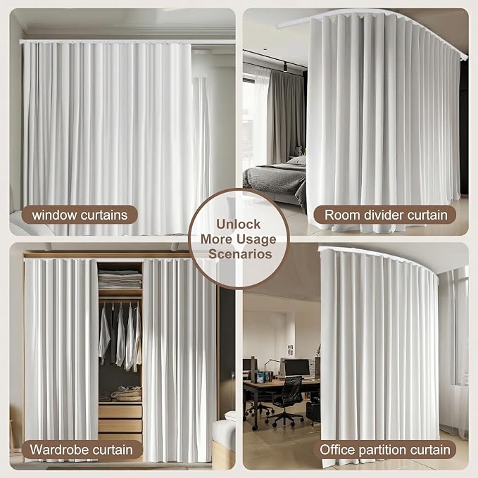 MaKefeile Room Divider Curtains & Flexible Bendable Tracks Set, Privacy - Image 6