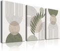 Sage Green Boho Wall Art Set of 3, Minimalist Framed Wall Art Geometric Line by KBKBART