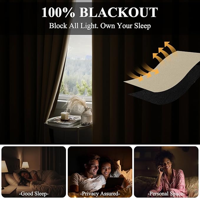 RYB HOME 100% Blackout Sliding Door Curtain, Extra Wide Room Divider Curtain - Image 3