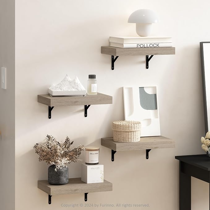 Furinno Tanna Floating Shelves for Wall Set of 4, 15-Inch Wall Shelf, Triple - Image 2