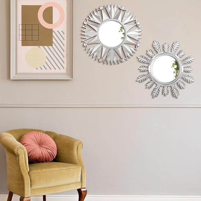 Dandat Set of 4 Gold Mirrors for Wall Decor Small Circle Flowers Mirrors - Image 7