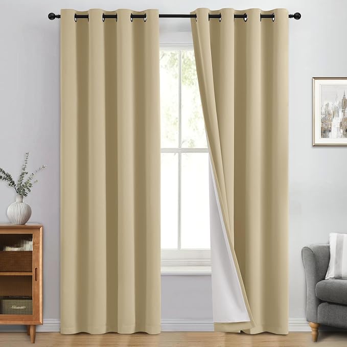 Yakamok 100% Blackout Curtain Panels 84 inches Cold and Light Blocking Drapes by Yakamok