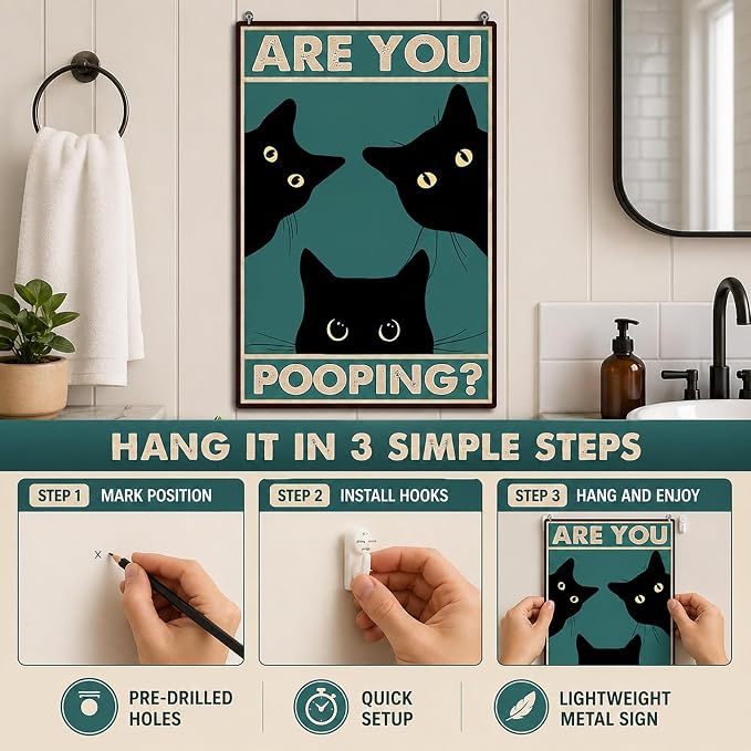 Funny Black Cat Wall Art - Image 7