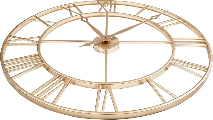 CLXEAST Champagne Gold 30 Inch Wall Clock, Large Modern Metal Roman Numeral - Image 5