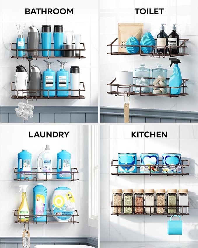 Nieifi Shower Caddy Shelf Storage Rack Adhesive Without Drilling Stainless Steel - Image 8