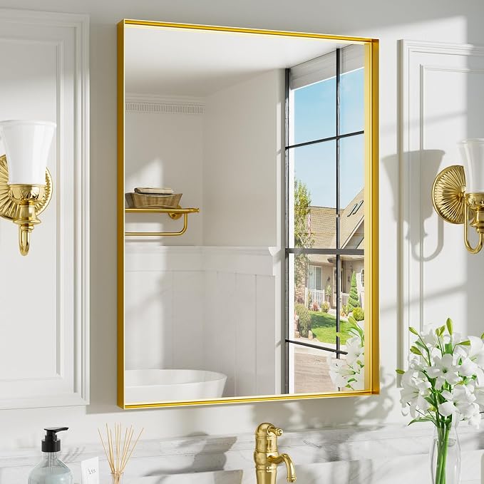 22x30 Inch Gold Bathroom Mirrors by Dimelax
