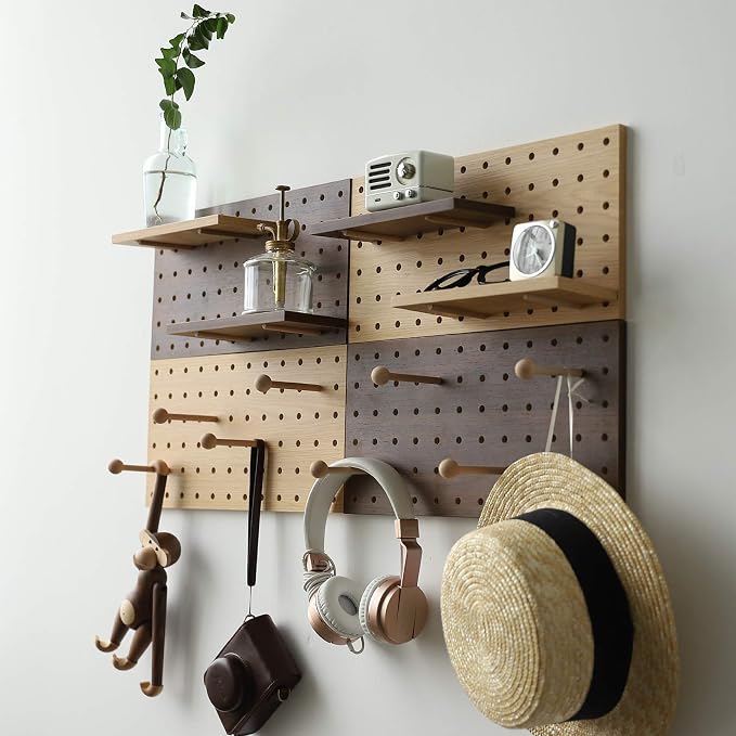 Wooden Pegboard Modular Display Organization Storage Wall Hooks Shelf - Image 5
