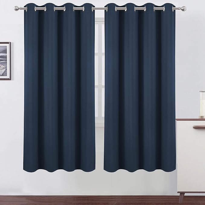 LEMOMO Navy Blue Blackout Curtains/52 x 72 Inch/Set of 2 Panels Room Darkening by Lemomo