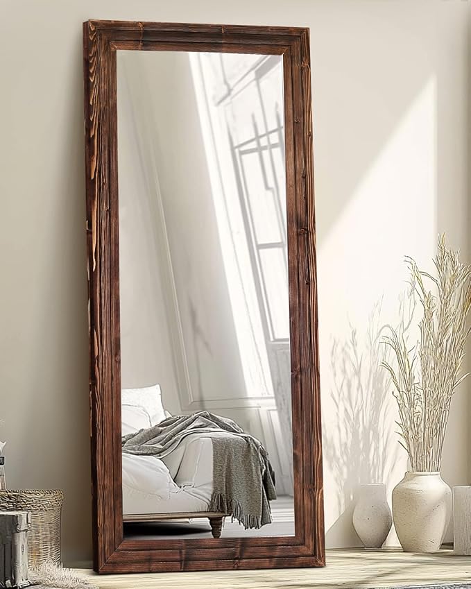 Full Length Mirror 71"x30" Solid Wood Frame Floor Large Mirror - Image 5