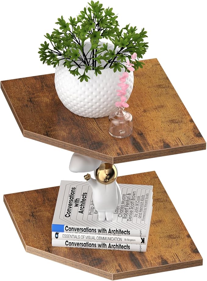 JJL Corner Wall Shelf, 10.4 Inch Wooden Corner Shelves, Wall Mount Corner by Unknown