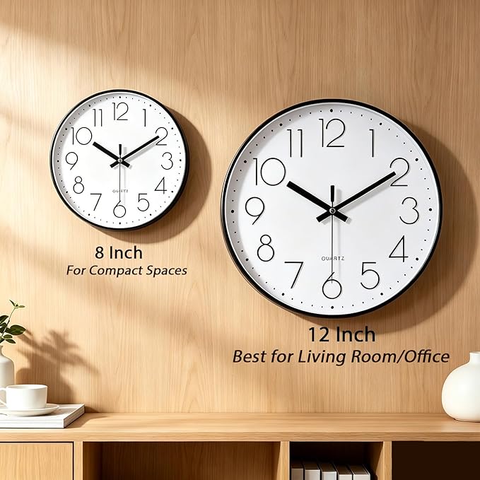 jomparis 12 Inch Wall Clock Silent Non Ticking Battery Operated Quartz Modern - Image 2