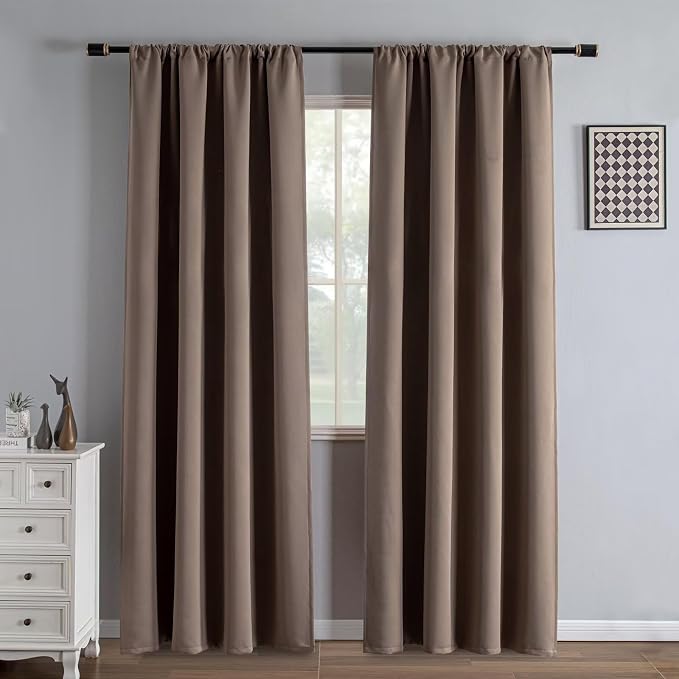 IGEMAEVE Blackout Curtains 84 Inch Length 2 Panels Set, Rod Pocket Energy by IGEMAEVE