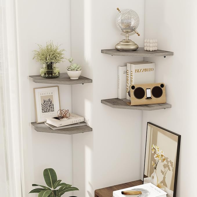 Corner Shelves 4-Pack for Bathroom & Kitchen, Space-Saving Floating Corner Wall - Image 6