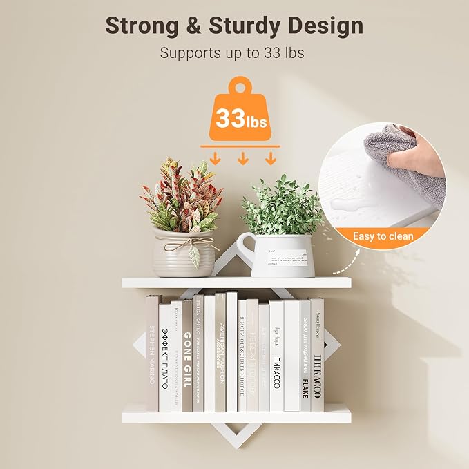 ELYKEN Floating Shelves for Wall, 2-Tier Wall Mounted Storage Shelves for Books - Image 7
