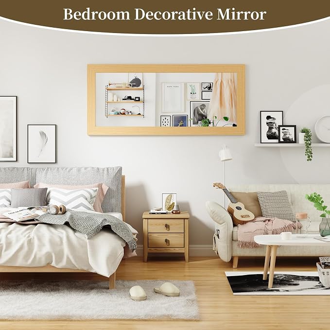 Syndra Modern Full Length Mirror Wood Frame, 65x24'' Large Floor Mirror - Image 8