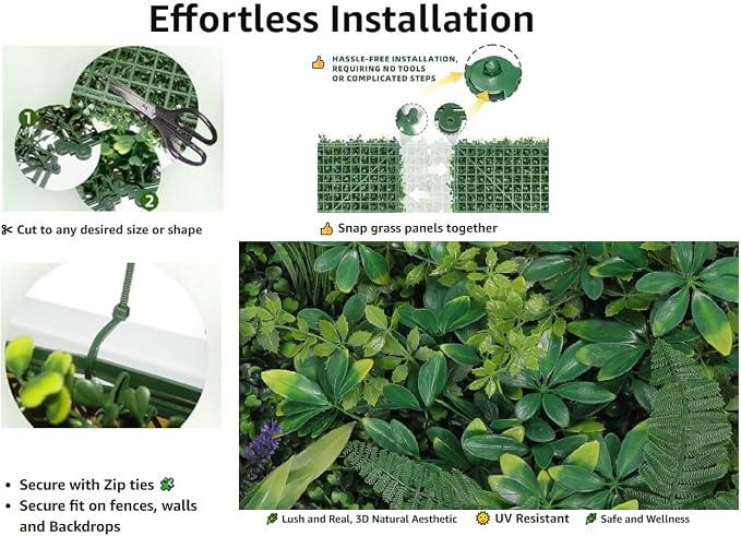 Artificial Boxwood Panel 20"x20" 6 Pieces, Faux Ivy Privacy Fence Screen - Image 6