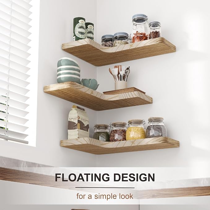 fuqing Floating Corner Shelves, Wall Shelf Set of 3, Shelves - Image 3