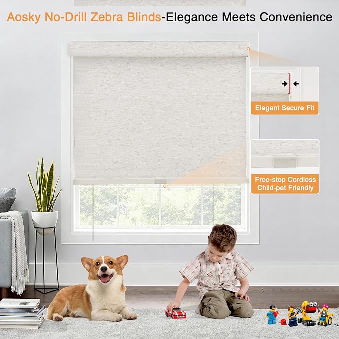 AOSKY No Drill Cordless Blackout Roller Shades - Image 3