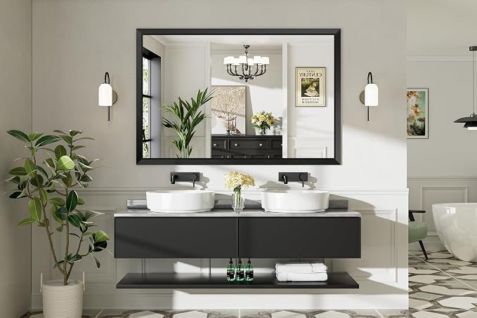 Briivue 60x40 Inch Black Bathroom Mirror - Image 3