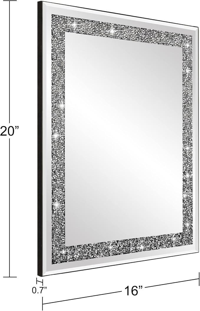 Ruomeng Rectangular Wall Mirror, Crystal Crush Diamond, Entryway & Bedroom - Image 5