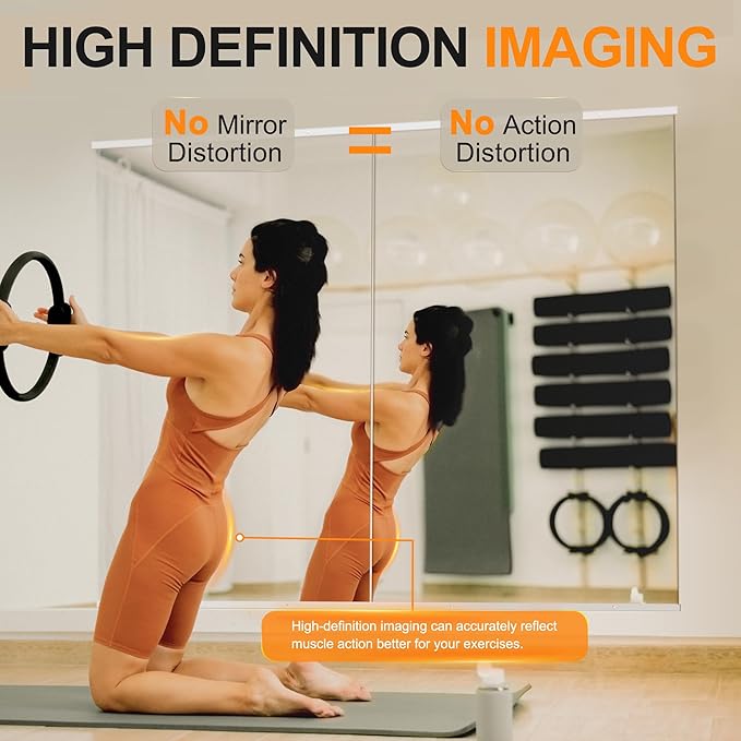 Delma Home Gym Mirror, Large Full Body Tempered Glass Frameless, Wall-Mounted - Image 2