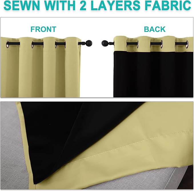 NICETOWN Paler Yellow Full Shade Curtain Panels, Pair of Thermal Insulated & - Image 5