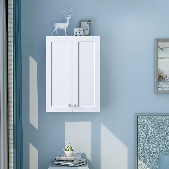 VANIRROR White Wall Mount Cabinet, MDF Over the Toilet Storage Cabinet - Image 7